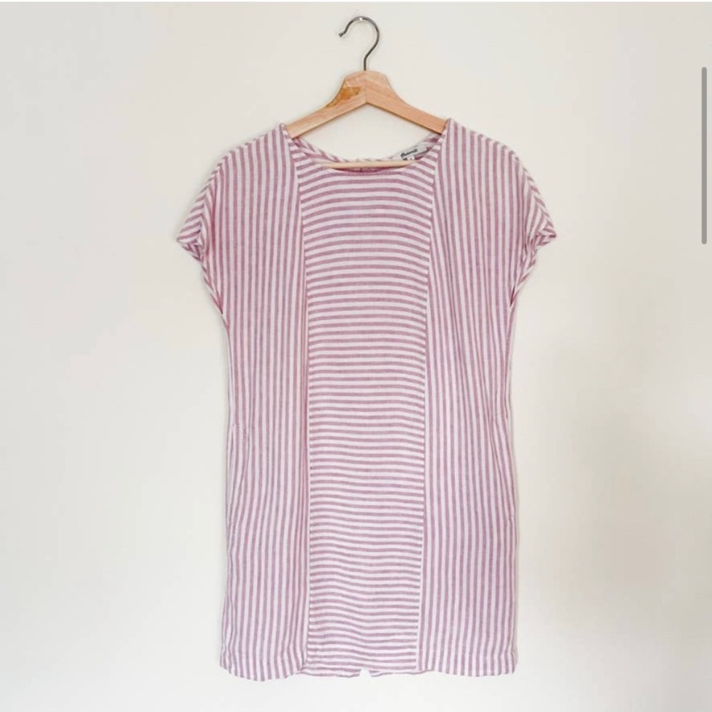 Lavender Stripe Linen Madewell Dress - S